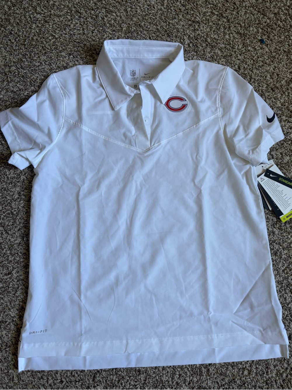 Nike White Polo with Black On-Field Tag